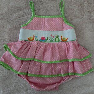 ANAVINI Baby Animal Friend Smocked Bubble